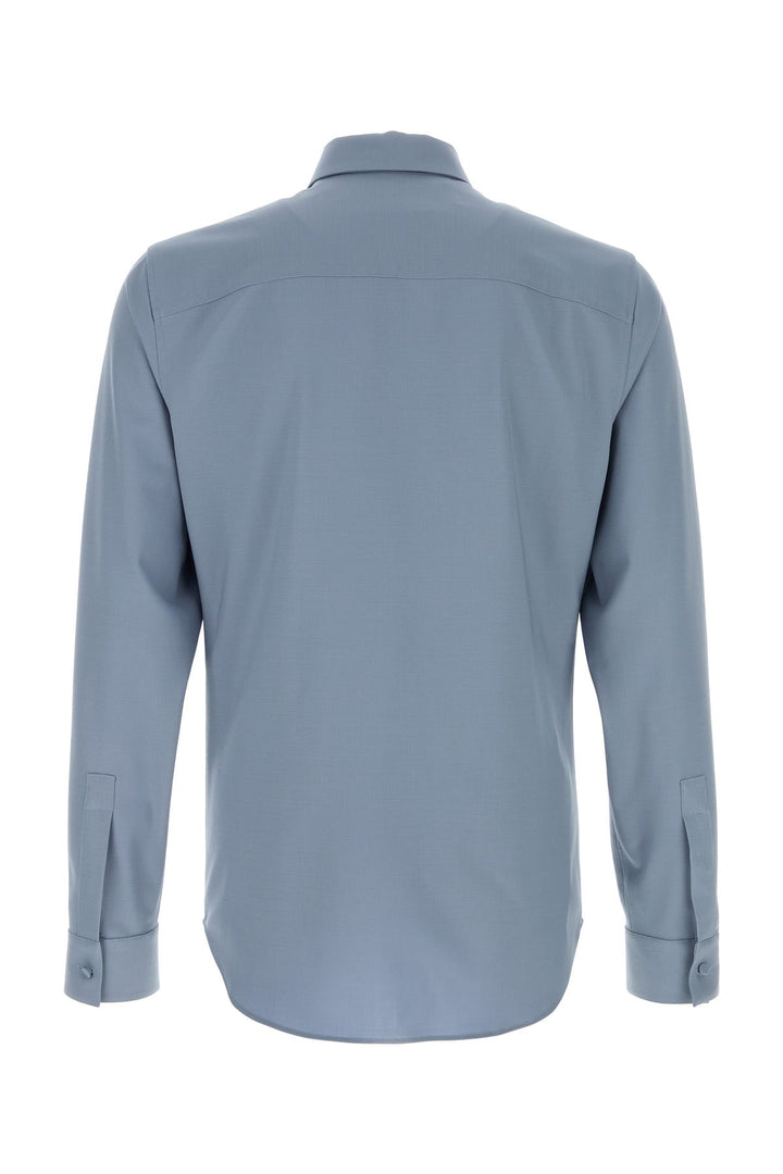 Powder blue stretch wool shirt