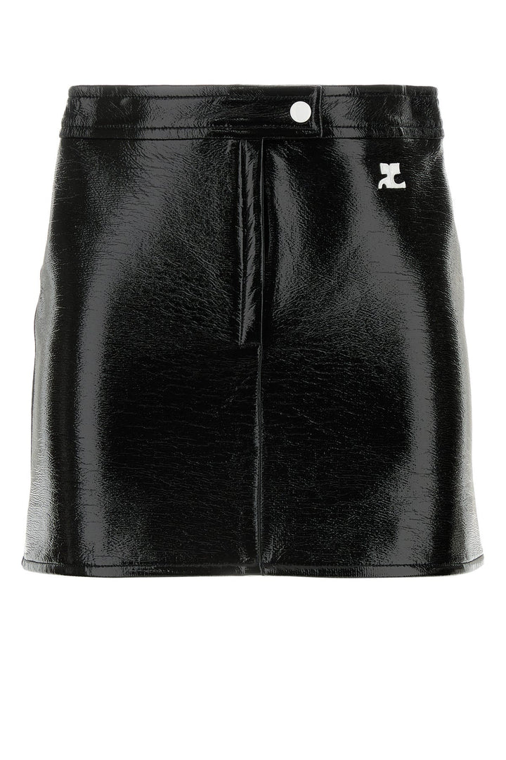 Black vinyl mini skirt