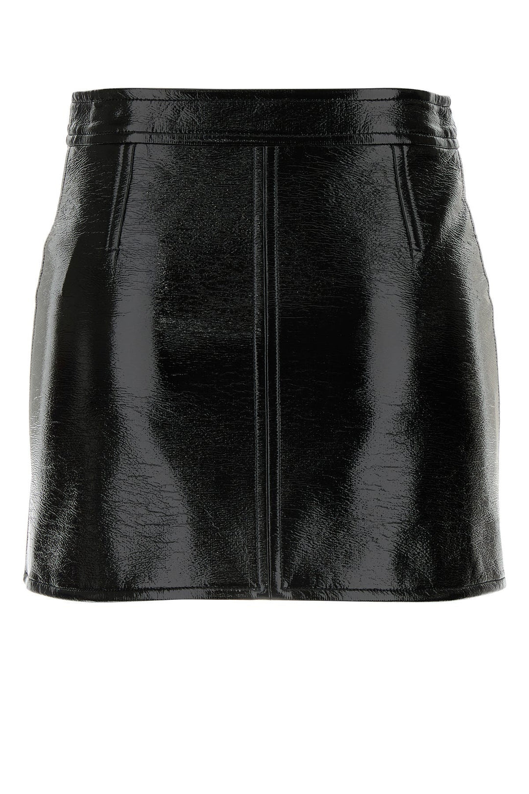 Black vinyl mini skirt