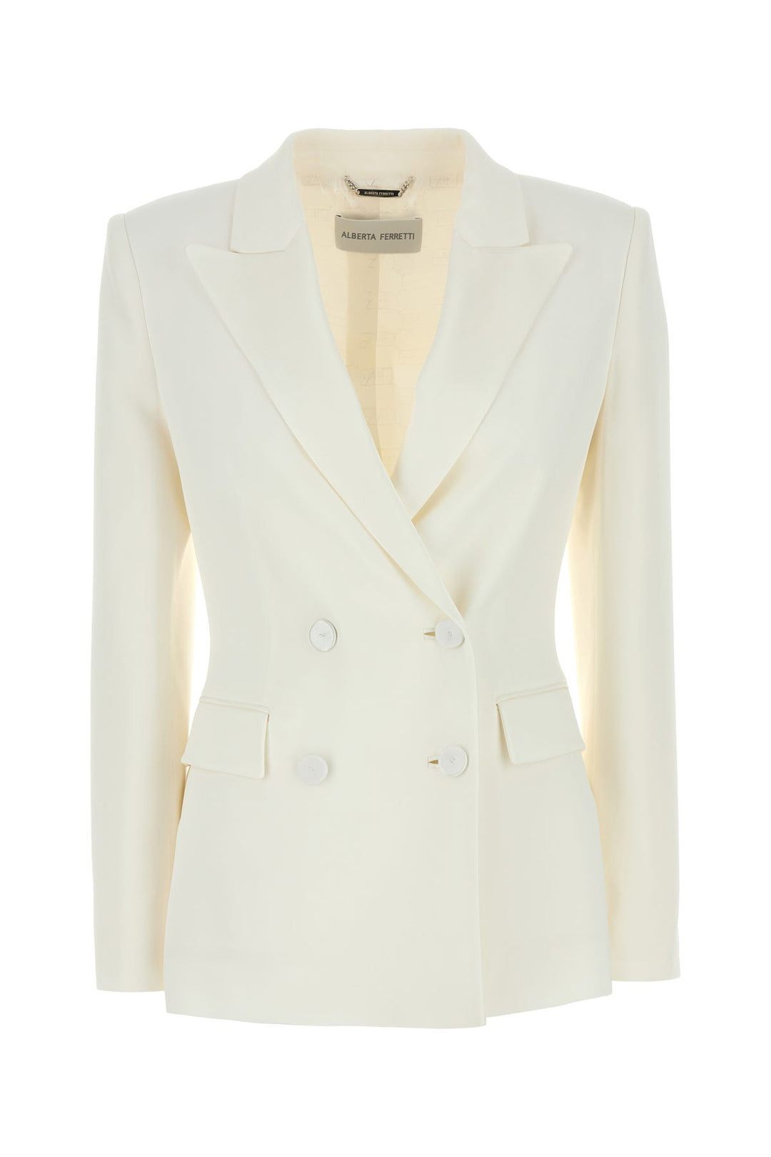 White stretch acetate blend blazer