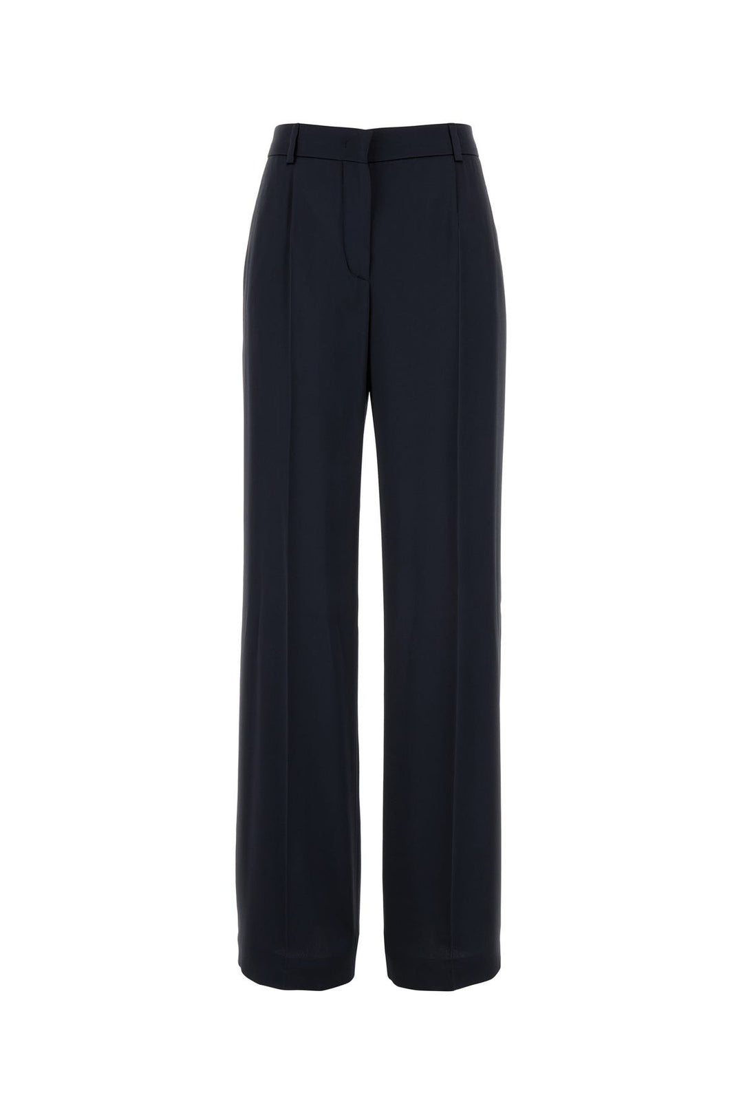 Navy blue satin wide-leg pant