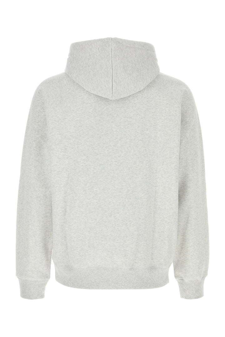 Melange light grey cotton blend Hooded Chase Sweat