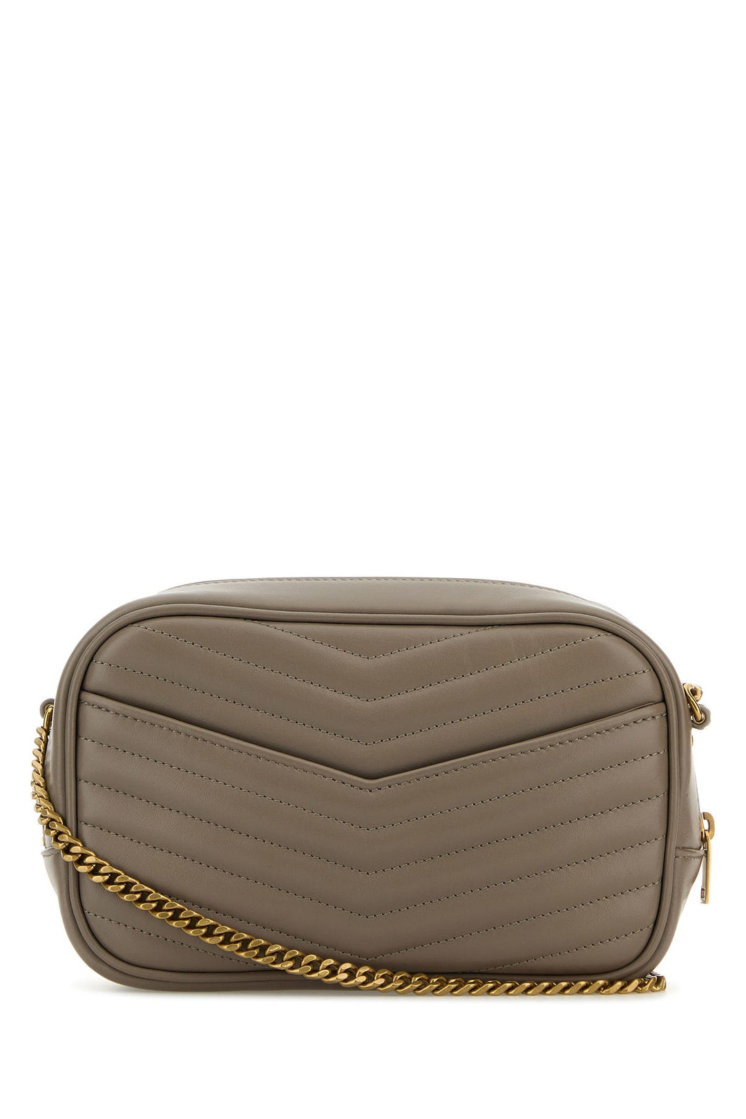 Dove grey leather mini Lou crossbody bag