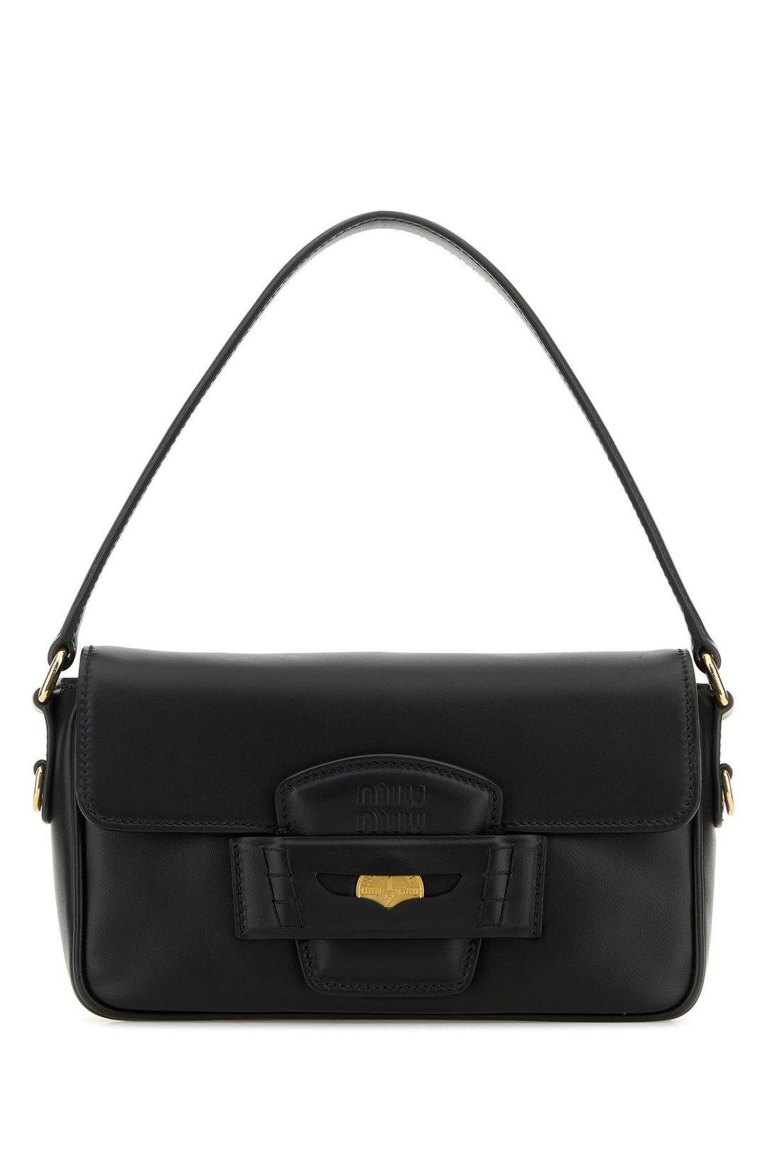 Black leather handbag