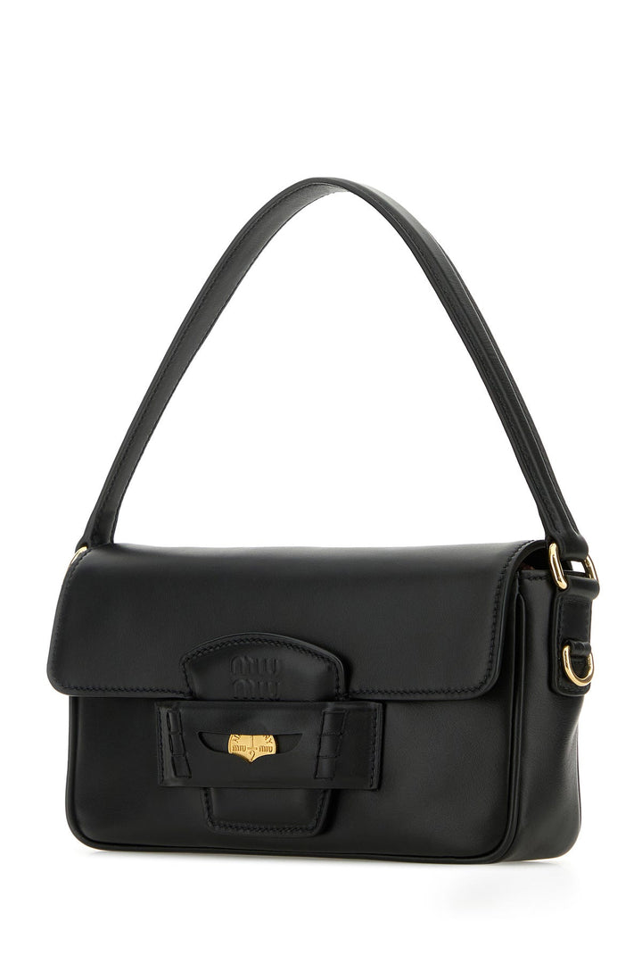 Black leather handbag