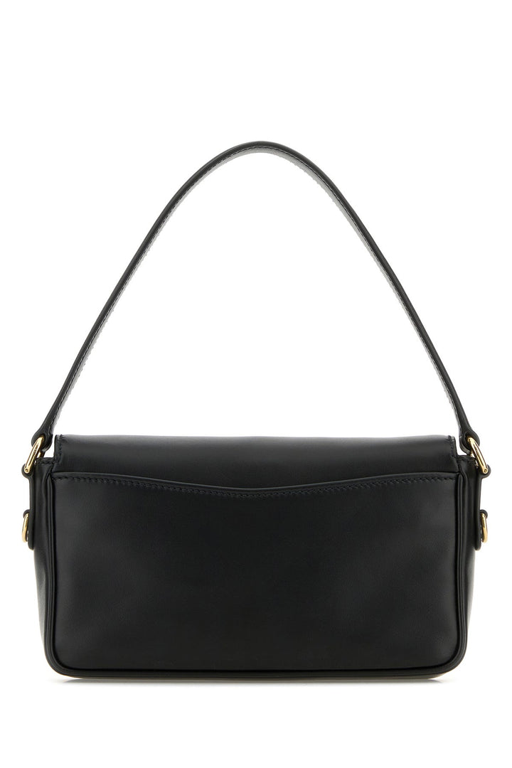 Black leather handbag