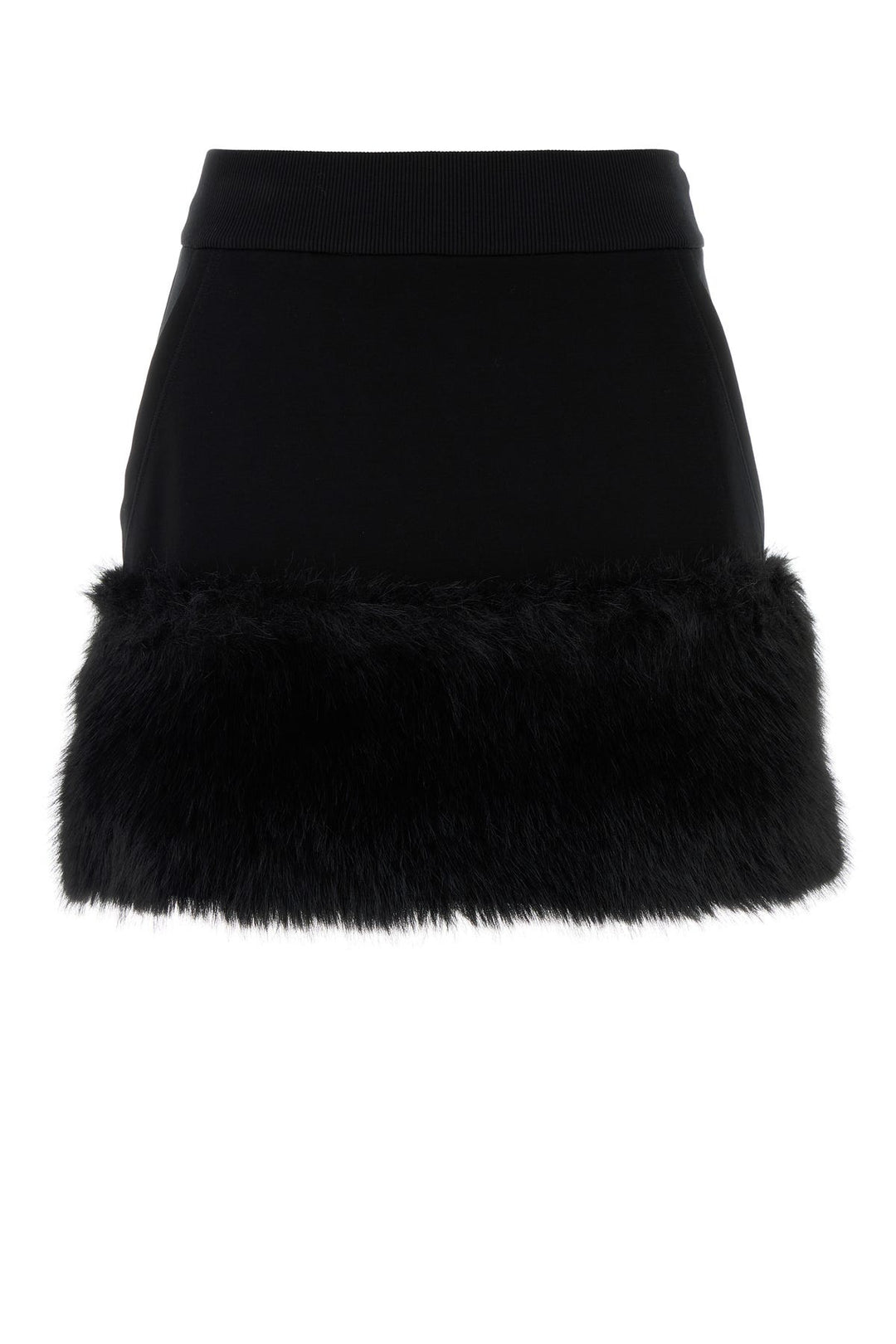 Black cotton blend mini skirt