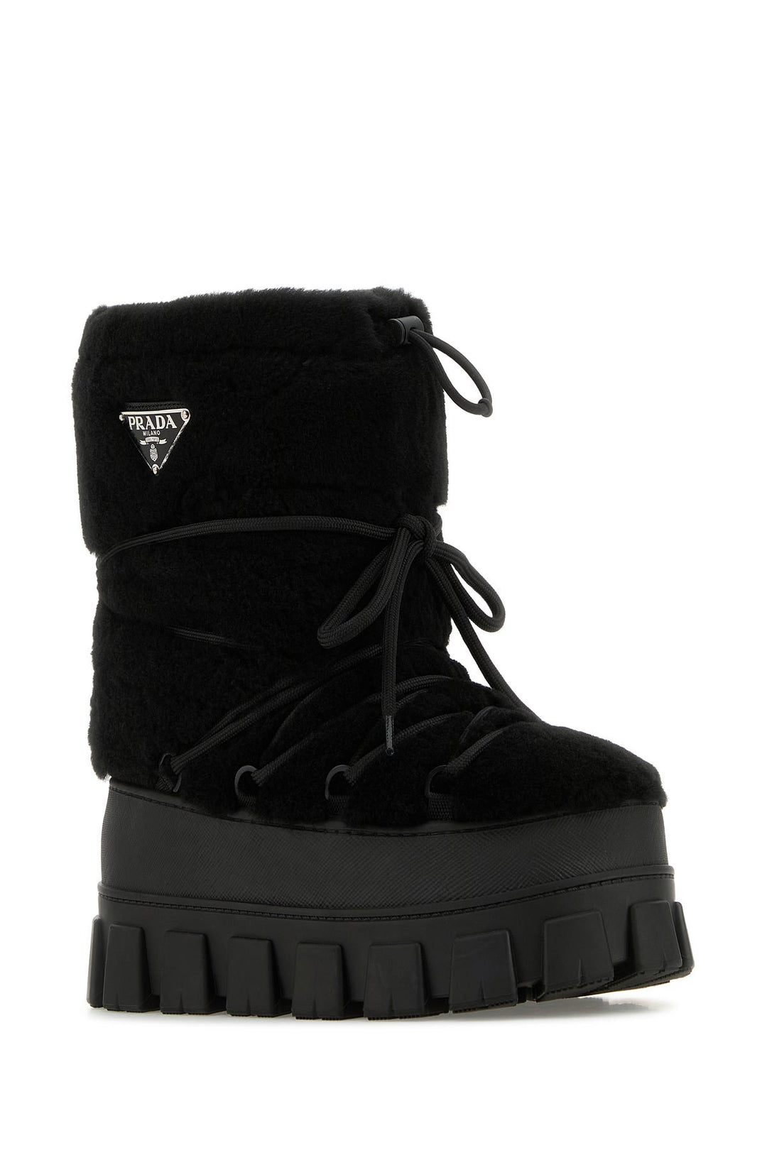 Black shearling ankle boots