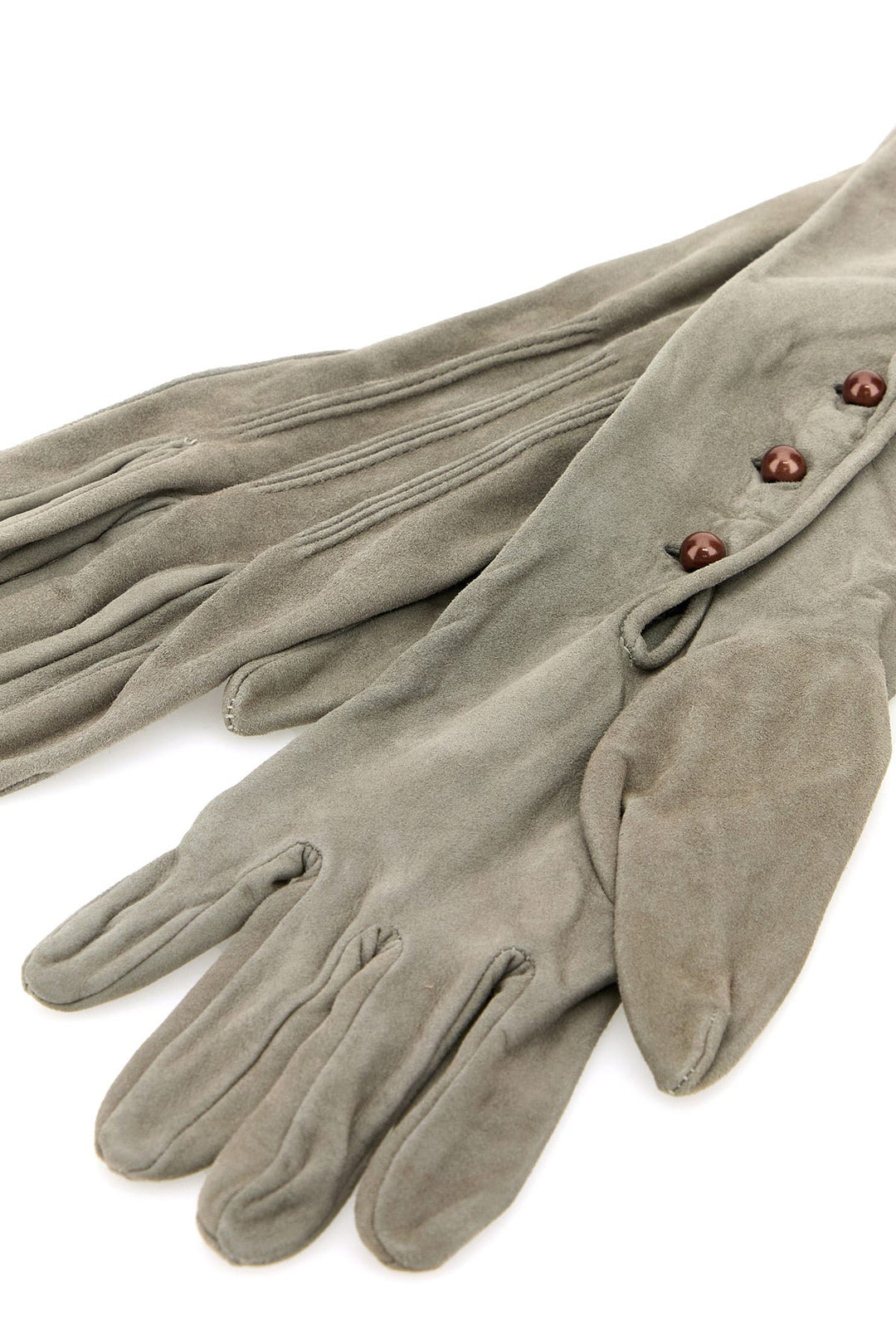 Ligh grey suede long gloves