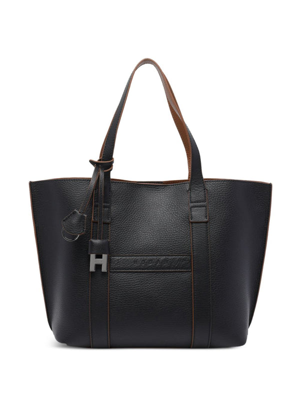 Script Small Leather Tote Bag