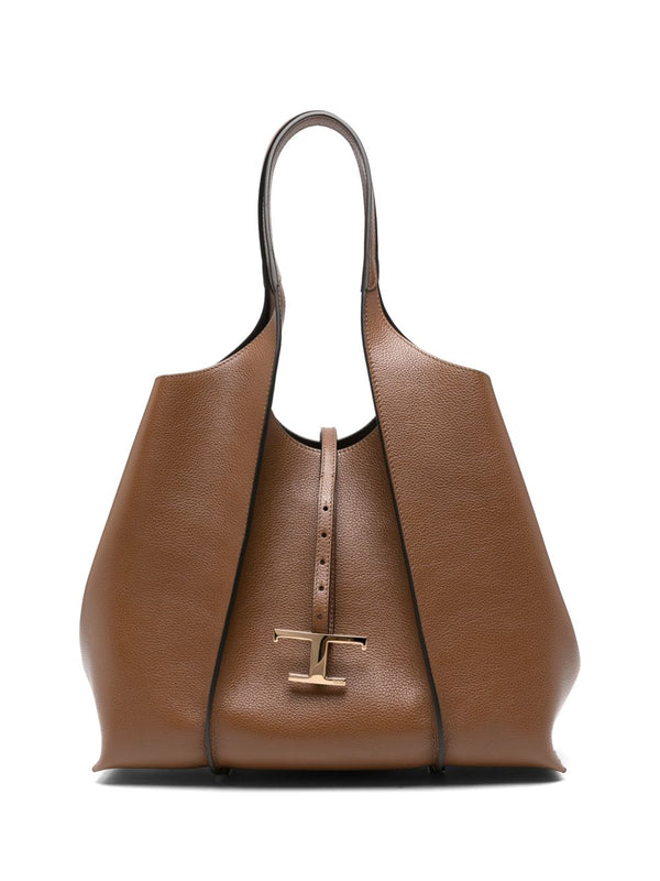 T Timeless Medium Leather Tote Bag