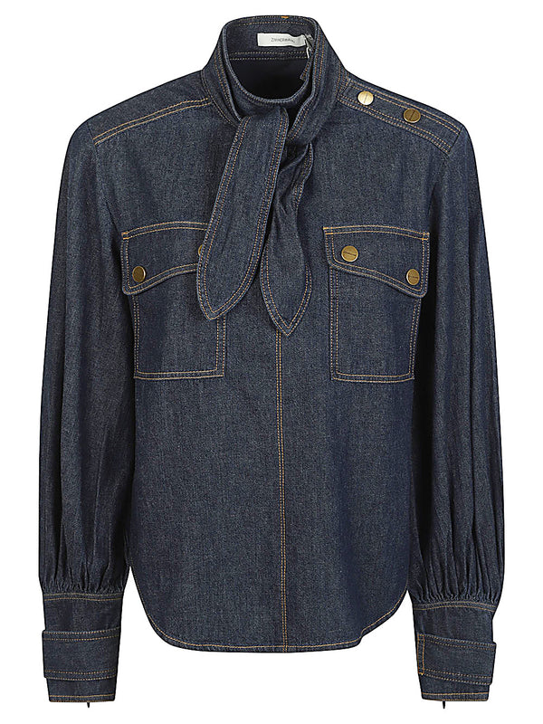 Denim Cargo Blouse