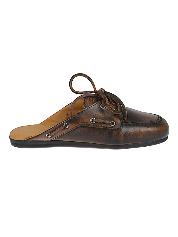 Boat Loafer Leather Mules