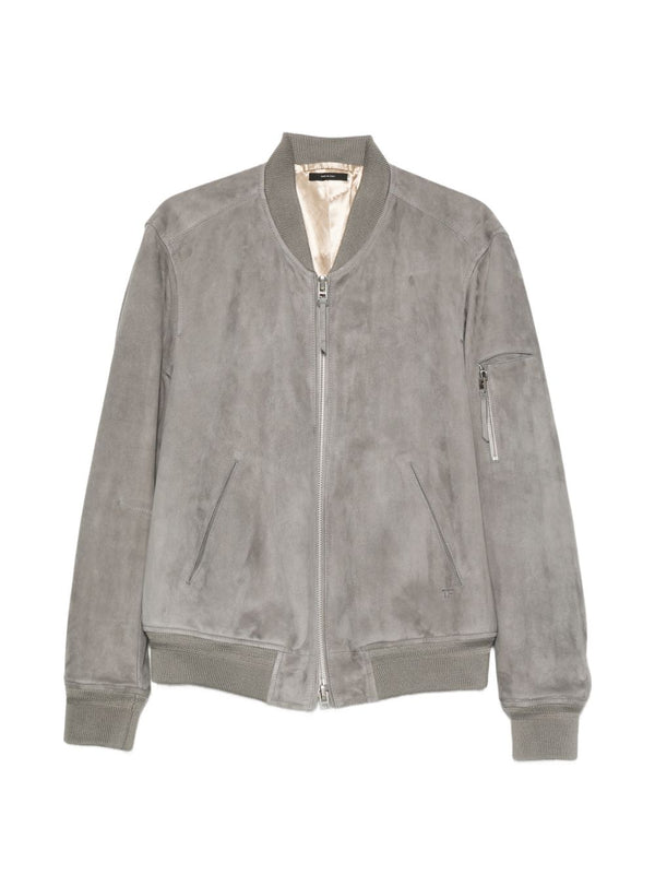 Suede Leather Bomber Jacket