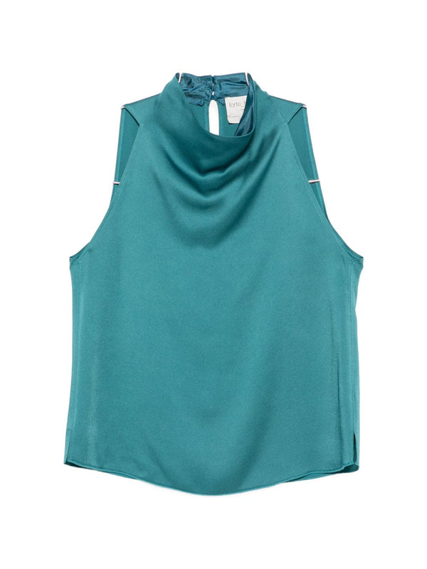 Satin Turtle-Neck Top