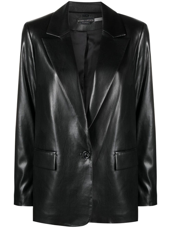 Faux Leather Blazer Jacket