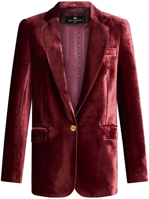 Velvet Single-Breasted Blazer Jacket