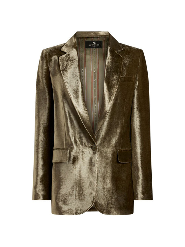 Velvet Single-Breasted Blazer Jacket