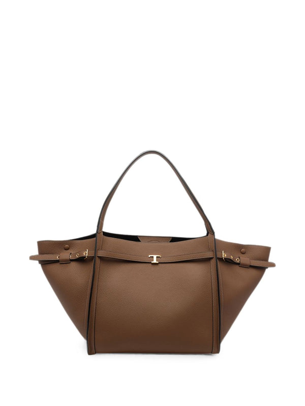 T Timeless Medium Leather Tote Bag