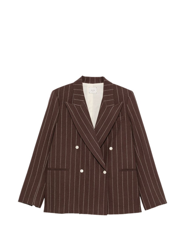 Wool Striped Double-Breasted Jacket