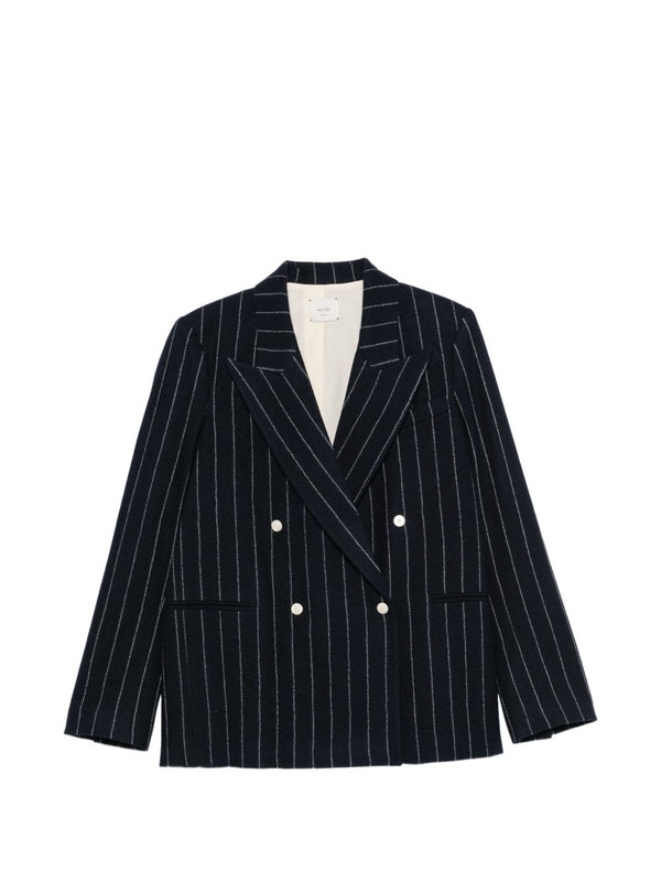 Wool Striped Double-Breasted Jacket