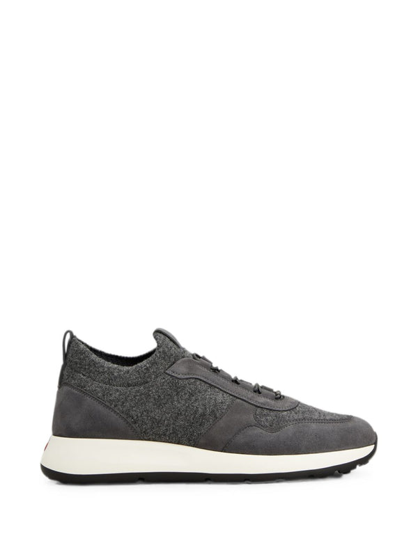 Leather And Knit Sneakers