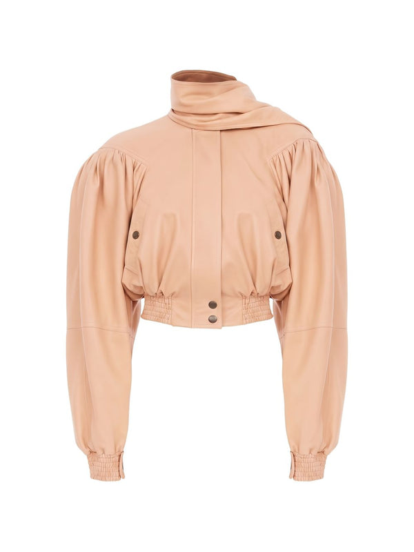 Scarfed Leather Jacket