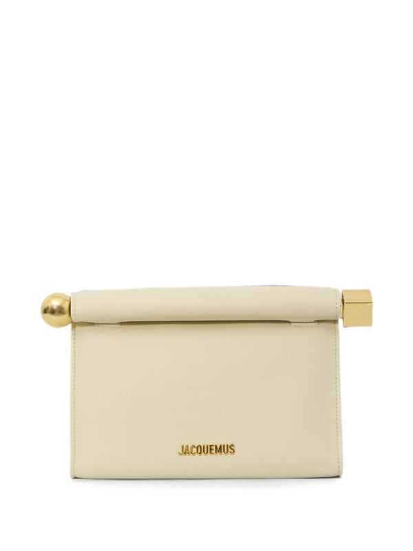 Le Sac Rond Carre Leather Clutch