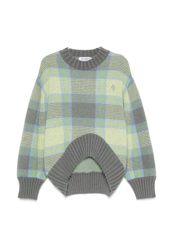 Checked Wool Crewneck Sweater