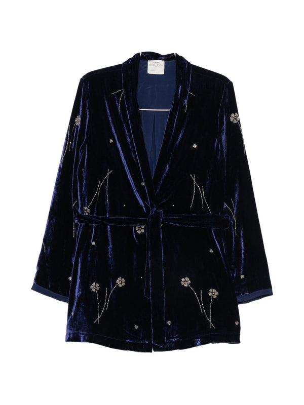 Embroidered Velvet Kimono