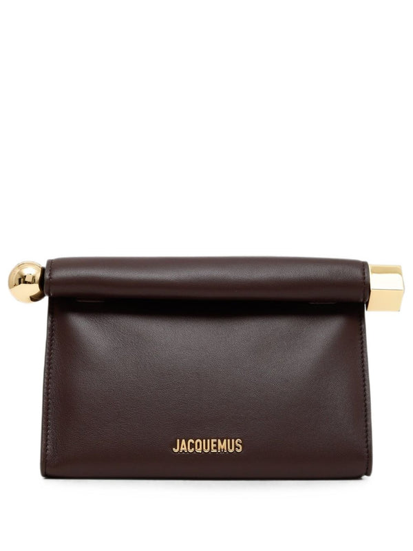 Le Sac Rond Carre Leather Clutch