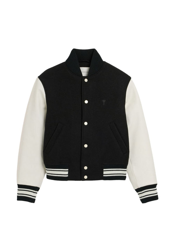 Wool And Leather Bomber Jacket