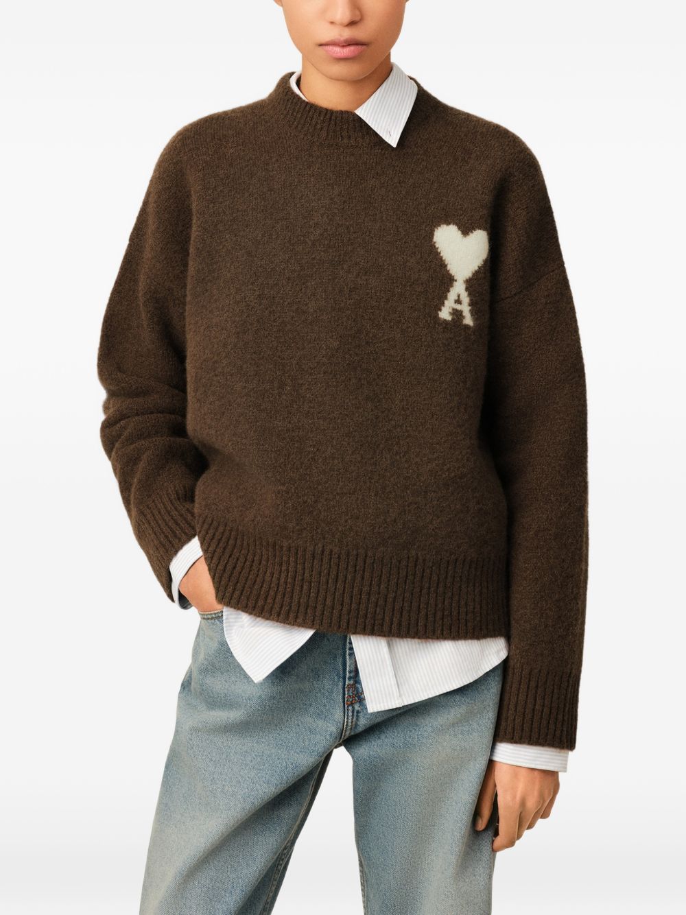 Ami Paris Sweaters - BROWN | 45777361e3ed5b5f9bda360725ce7bd1811e3e82