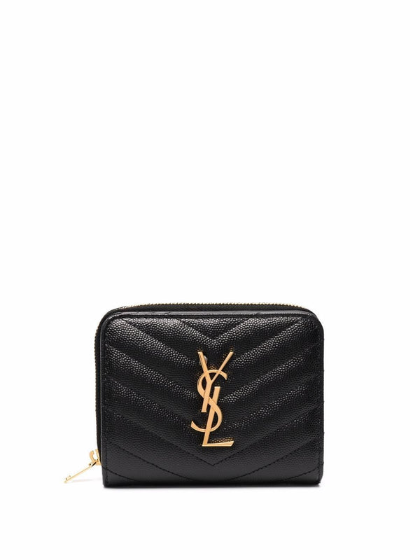 Cassandre MatelassÉ Compact Zip Around Wallet In Grain De Poudre Leather