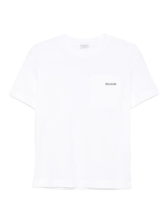 Cotton Jersey T-Shirt With Shiny Tab