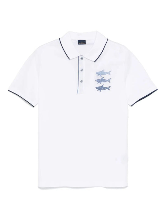 Shark Print Cotton Polo Shirt