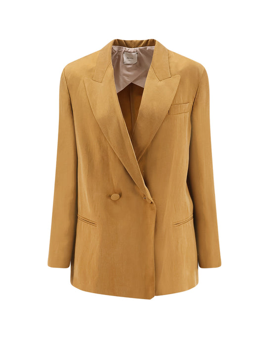 Double-Breasted Lyocell And Linen Blazer
