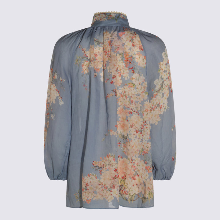 Zimmermann Top - TEAL BLUE BOTANICAL FLORAL | e0e48eaa547679d659932185efdfef7cf087058e