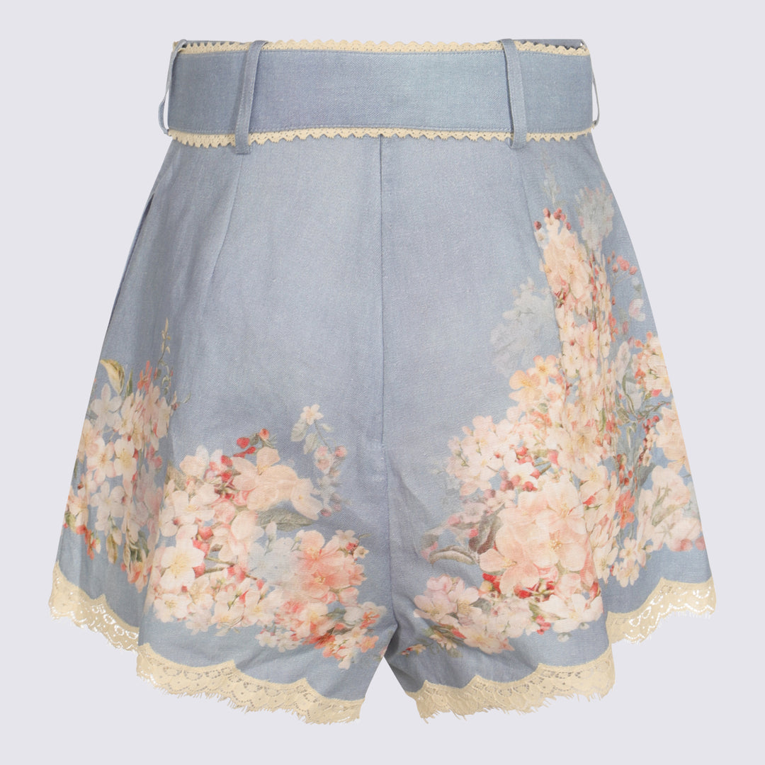 Zimmermann Shorts - TEAL BLUE BOTANICAL FLORAL | 81d4c81d7a083eddb0716a692e43d8efd9e76bf7