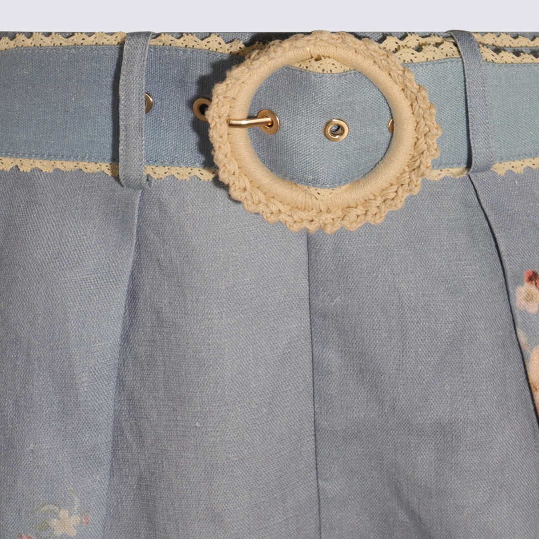 Zimmermann Shorts - TEAL BLUE BOTANICAL FLORAL | 83767fa7b57b05ab5ea497ec7661ed9a31c4b841