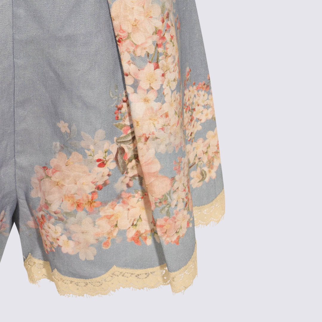 Zimmermann Shorts - TEAL BLUE BOTANICAL FLORAL | dbcdb52637b70f4e4f7ee0c01a9250738897d02d