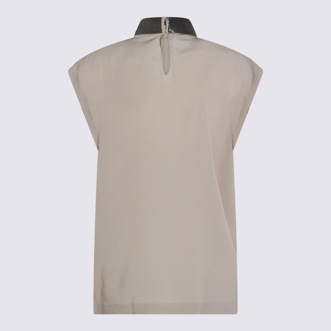 Brunello Cucinelli Top - SILVER BEIGE | fa6901f8ba27e6c7438509c82480b430a155c476