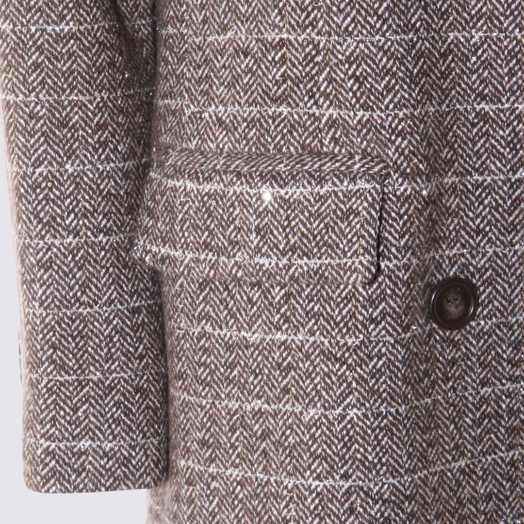 Twin-Set Coats - HERRINGBONE BROWN/GOLD | c73e982c09285c553071f93363c438b92c55cbac