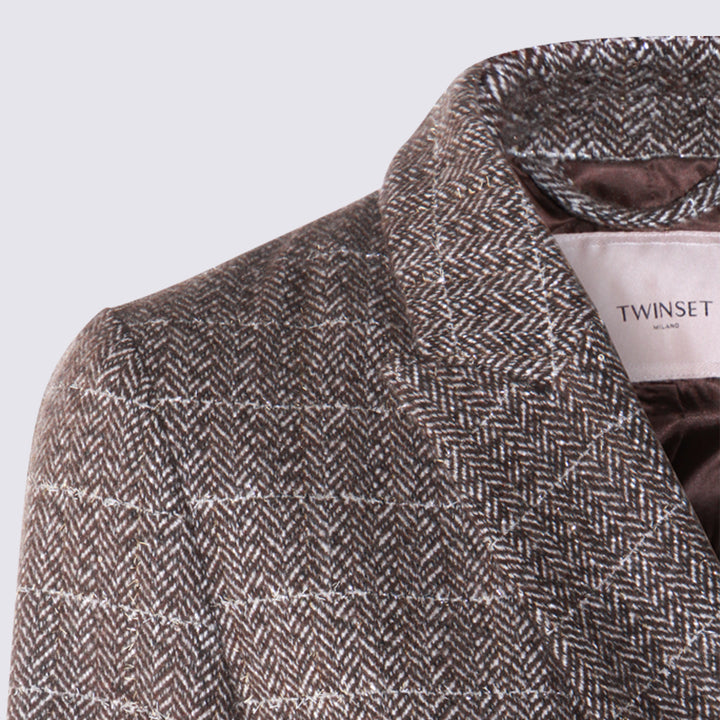 Twin-Set Coats - HERRINGBONE BROWN/GOLD | 3f5a8cd6de57fdb26c86fef57b737ef8d38ebd65