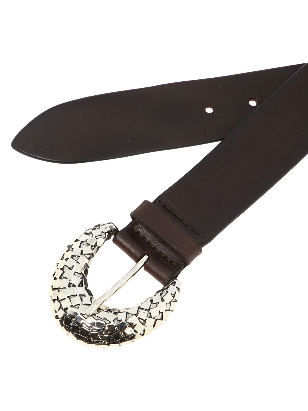 Belt With Silver Buckle Belts Brown