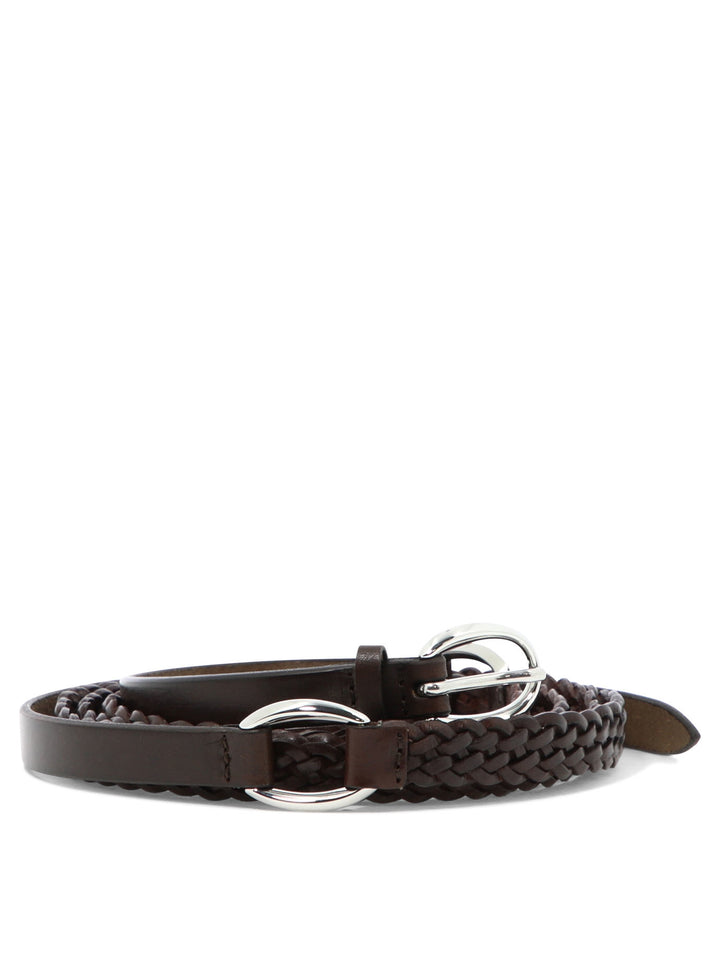 Woven Leather Belt Belts Brown