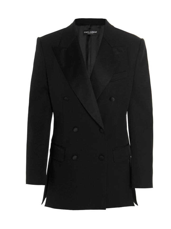 Dolce & Gabbana Padded Shoulders Double-Breasted Blazer Jacket BlazerS - Black | 50cb7aeac1d5fd385d616cd2b87d0725d3ca21aa