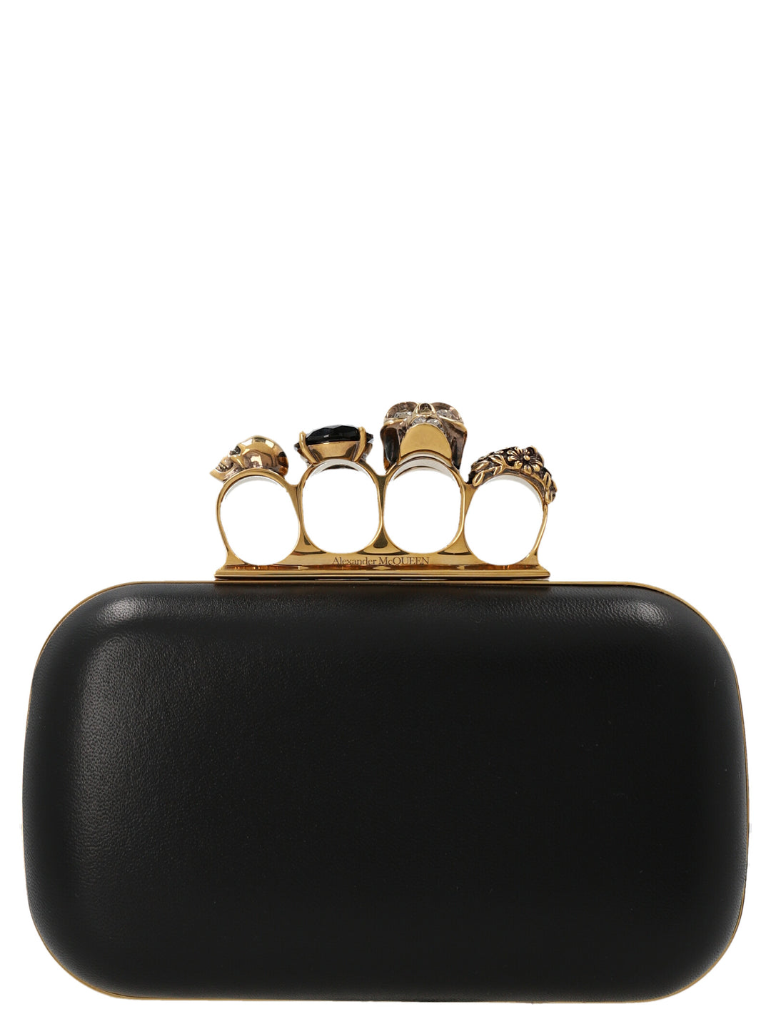 Skull Four Ring Clutch Black