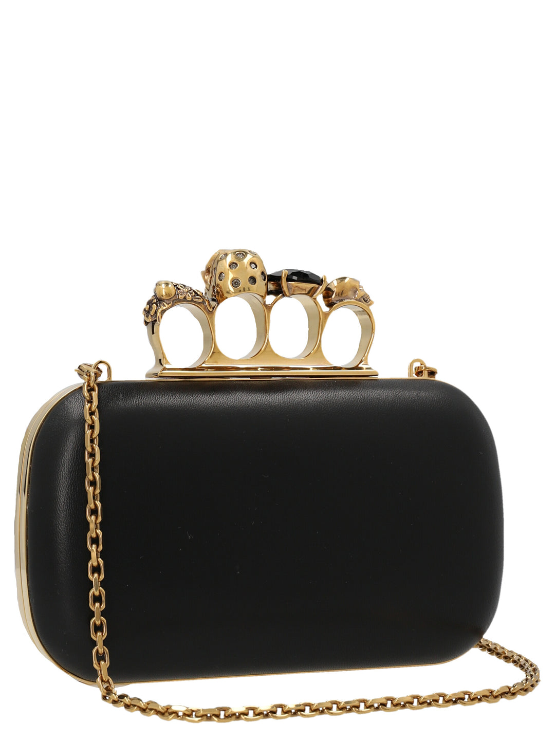 Skull Four Ring Clutch Black