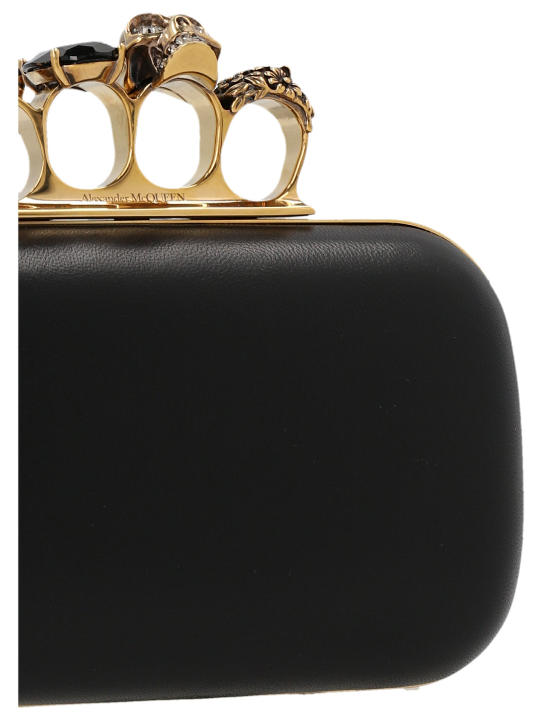 Skull Four Ring Clutch Black